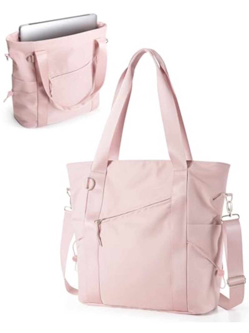 Lightweight Water Repellent Work Tote with Detachable Strap and Laptop Sleeve